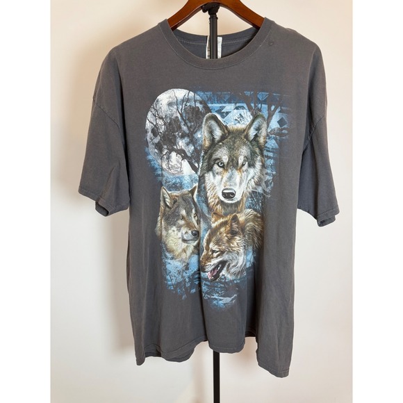 Fruit of the Loom Other - Fruit of the Loom Heavy HD Wolf Moon Graphic T-Shirt Mens 2XL Charcoal Grey